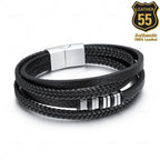 Leather 55 Ανδρικό Xειροποίητο Δερμάτινο βραχιόλι με ανοξείδωτο ατσάλι σε συσκευασία δώρου / Κωδικός Προϊόντος: C150