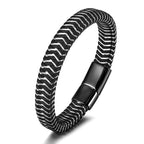 Leather 55 Ανδρικό Xειροποίητο Δερμάτινο βραχιόλι με ανοξείδωτο ατσάλι σε συσκευασία δώρου / Κωδικός Προϊόντος: C167