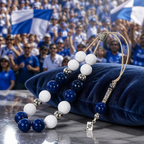 Κομπολόι ημιπολύτιμων λίθων φυσικού Μπλε Αχάτη και Λευκού Ίασπη / Κωδικός Προϊόντος: P109