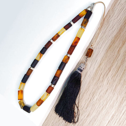 Κομπολόι χειροποίητο από Φυσικό Κεχριμπάρι Βαλτικής με Ασήμι / Κωδικός Προϊόντος: Κ103