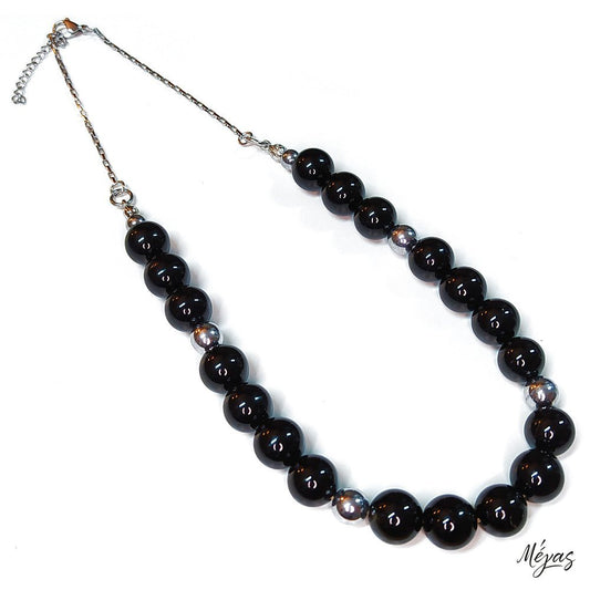 Κολιέ ημιπολύτιμων λίθων φυσικού Μαύρου Όνυχα και Αιματίτη / Κωδικός Προϊόντος: Ζ108