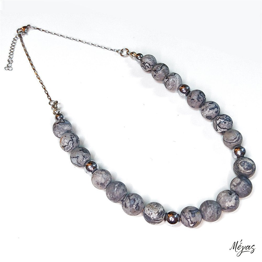 Κολιέ ημιπολύτιμων λίθων φυσικού Ίασπη Πικάσο και Αιματίτη / Κωδικός Προϊόντος: Ζ111