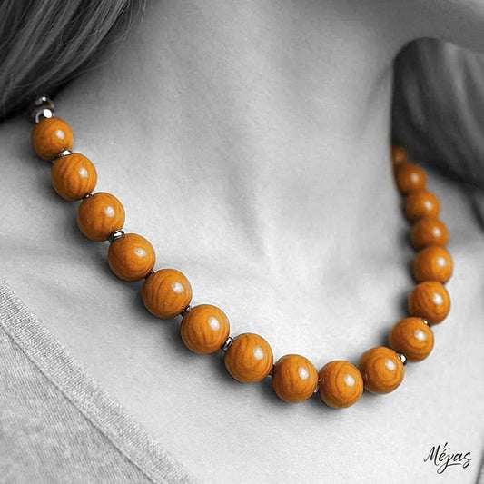 Κολιέ ημιπολύτιμων λίθων φυσικού Αχάτη και Αιματίτη / Κωδικός Προϊόντος: Ζ114