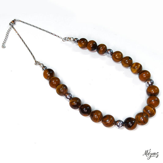 Κολιέ ημιπολύτιμων λίθων φυσικού Μάτι Τίγρης και Αιματίτη / Κωδικός Προϊόντος: Ζ123