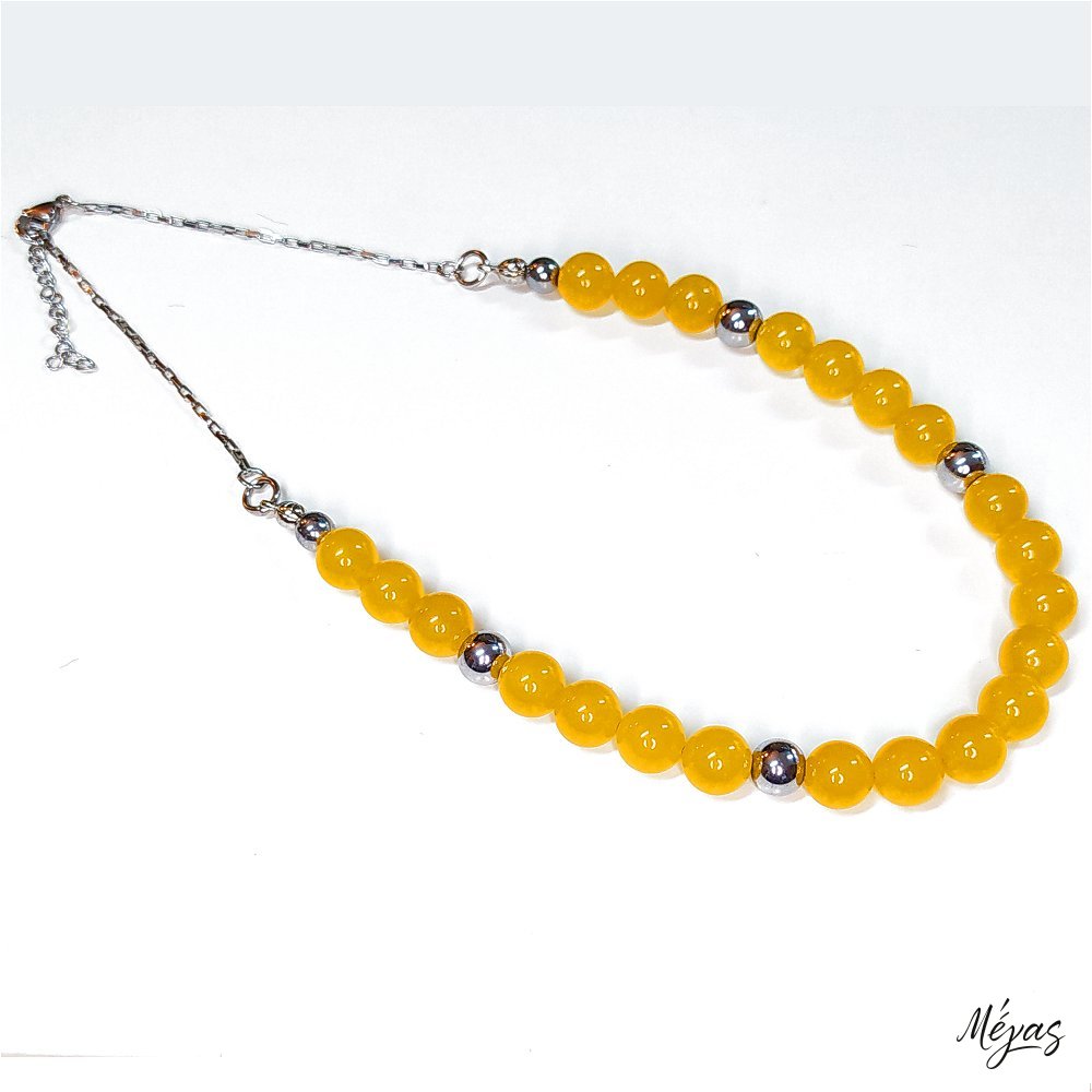 Κολιέ ημιπολύτιμων λίθων φυσικού Αχάτη Ηλιόδωρο και Αιματίτη / Κωδικός Προϊόντος: Ζ133