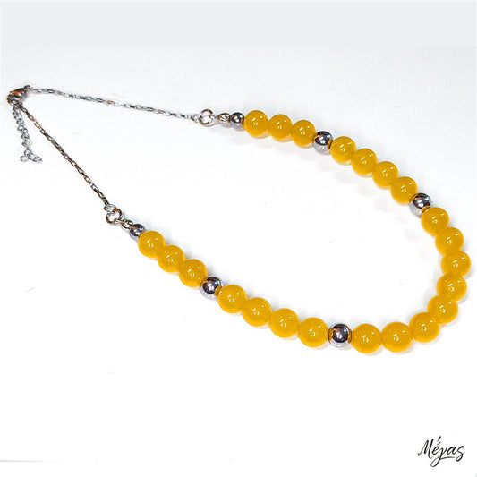 Κολιέ ημιπολύτιμων λίθων φυσικού Αχάτη Ηλιόδωρο και Αιματίτη / Κωδικός Προϊόντος: Ζ133