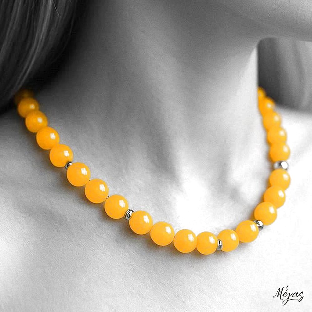 Κολιέ ημιπολύτιμων λίθων φυσικού Αχάτη Ηλιόδωρο και Αιματίτη / Κωδικός Προϊόντος: Ζ133