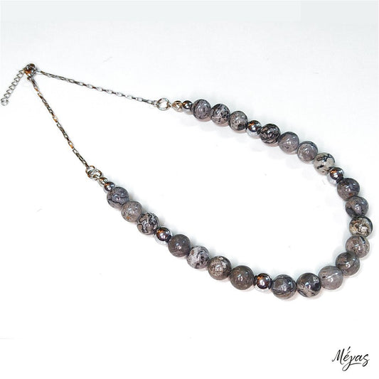 Κολιέ ημιπολύτιμων λίθων φυσικού Ίασπη Πικάσο και Αιματίτη / Κωδικός Προϊόντος: Ζ136