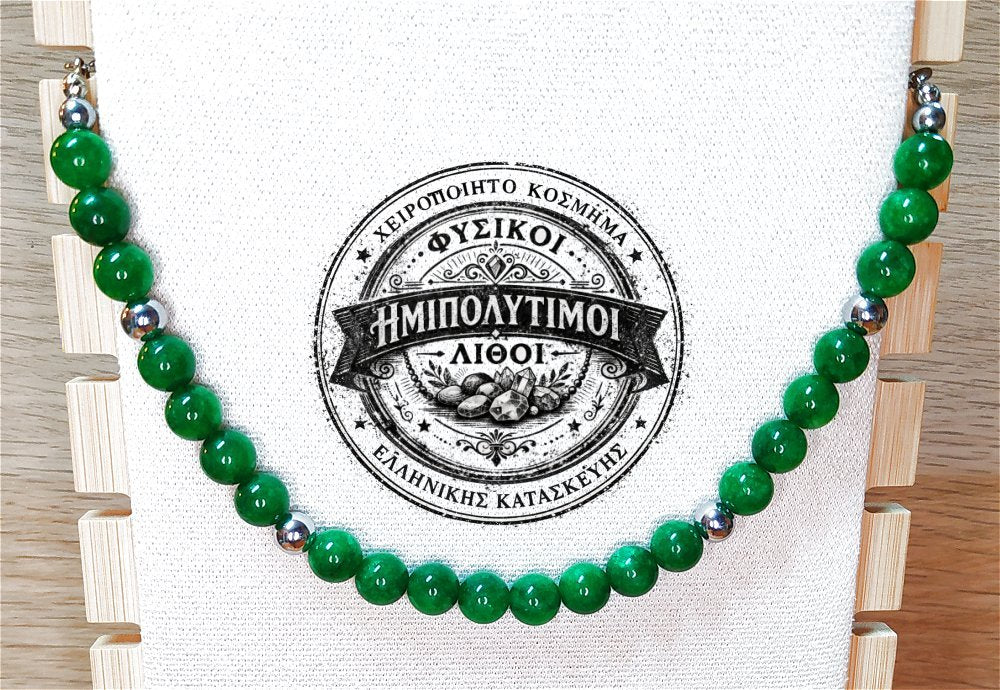 Κολιέ ημιπολύτιμων λίθων φυσικού Μαλαισιανού Ίασπη και Αιματίτη / Κωδικός Προϊόντος: Ζ144