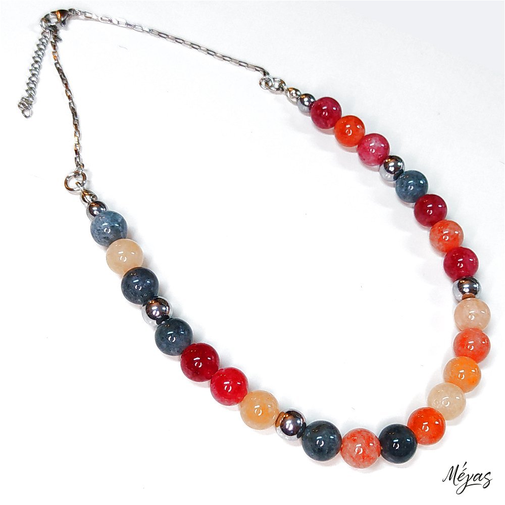 Κολιέ ημιπολύτιμων λίθων φυσικού Μαλαισιανού Ίασπη και Αιματίτη / Κωδικός Προϊόντος: Ζ147