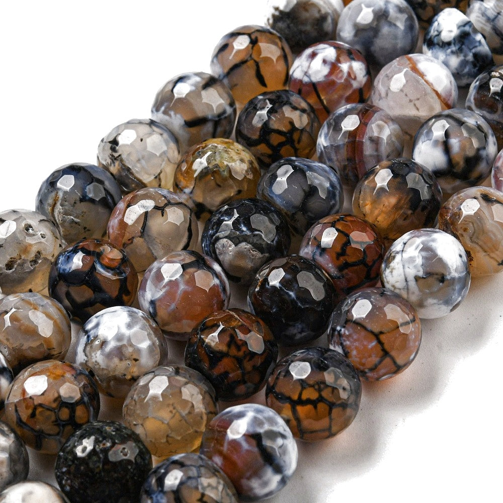 Κολιέ ημιπολύτιμων λίθων φυσικού Αχάτη Dragon Veins και Αιματίτη / Κωδικός Προϊόντος: Ζ165