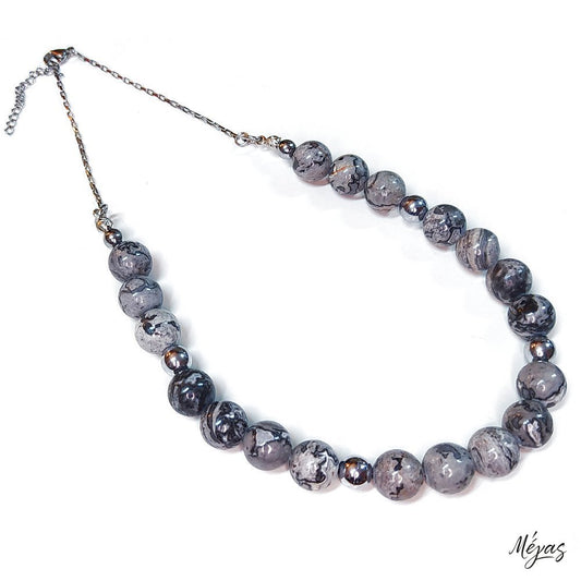 Κολιέ ημιπολύτιμων λίθων φυσικού Ίασπη Πικάσο και Αιματίτη / Κωδικός Προϊόντος: Ζ167