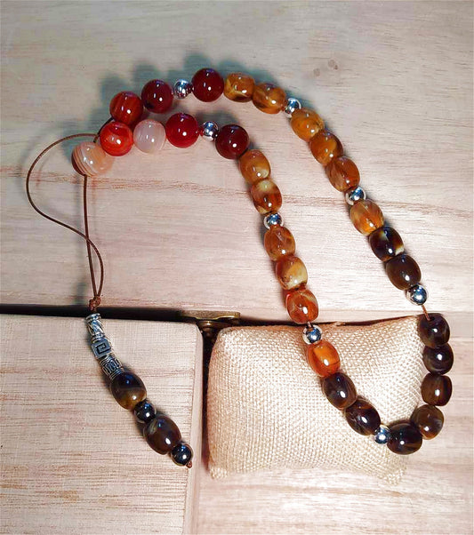 Γαία Συλλεκτικό Κομπολόι χειροποίητο από αχάτη και ρητίνη με 31 χάντρες / Κωδικός Προϊόντος: BR616