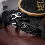 Leather 55 Ανδρικό Xειροποίητο Δερμάτινο βραχιόλι με ανοξείδωτο ατσάλι σε συσκευασία δώρου / Κωδικός Προϊόντος: C111