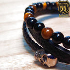 Leather 55 Ανδρικό Xειροποίητο Δερμάτινο βραχιόλι με ανοξείδωτο ατσάλι σε συσκευασία δώρου / Κωδικός Προϊόντος: C121