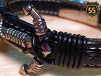 Leather 55 Ανδρικό Xειροποίητο Δερμάτινο βραχιόλι με ανοξείδωτο ατσάλι σε συσκευασία δώρου / Κωδικός Προϊόντος: C126
