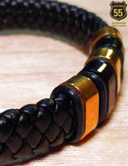 Leather 55 Ανδρικό Xειροποίητο Δερμάτινο βραχιόλι με ανοξείδωτο ατσάλι σε συσκευασία δώρου / Κωδικός Προϊόντος: C127