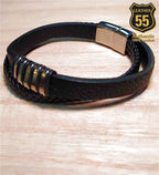 Leather 55 Δερμάτινο βραχιόλι με ανοξείδωτο ατσάλι σε συσκευασία δώρου / Κωδικός Προϊόντος: C135