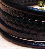 Leather 55 Ανδρικό Xειροποίητο Δερμάτινο βραχιόλι με ανοξείδωτο ατσάλι σε συσκευασία δώρου / Κωδικός Προϊόντος: C137