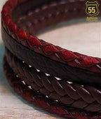 Leather 55 Ανδρικό Xειροποίητο Δερμάτινο βραχιόλι με ανοξείδωτο ατσάλι σε συσκευασία δώρου / Κωδικός Προϊόντος: C148