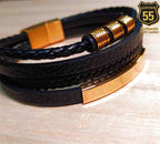 Leather 55 Ανδρικό Xειροποίητο Δερμάτινο βραχιόλι με ανοξείδωτο ατσάλι σε συσκευασία δώρου / Κωδικός Προϊόντος: C154