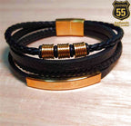 Leather 55 Ανδρικό Xειροποίητο Δερμάτινο βραχιόλι με ανοξείδωτο ατσάλι σε συσκευασία δώρου / Κωδικός Προϊόντος: C154