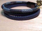 Leather 55 Ανδρικό Xειροποίητο Δερμάτινο βραχιόλι με ανοξείδωτο ατσάλι σε συσκευασία δώρου / Κωδικός Προϊόντος: C158