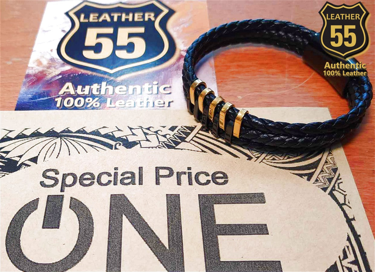 Leather 55 Ανδρικό Xειροποίητο Δερμάτινο βραχιόλι με ανοξείδωτο ατσάλι σε συσκευασία δώρου / Κωδικός Προϊόντος: C166