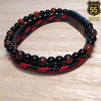 Leather 55 Ανδρικό Xειροποίητο Δερμάτινο βραχιόλι με ανοξείδωτο ατσάλι σε συσκευασία δώρου / Κωδικός Προϊόντος: C178