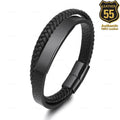 Leather 55 Ανδρικό Xειροποίητο Δερμάτινο βραχιόλι με ανοξείδωτο ατσάλι σε συσκευασία δώρου / Κωδικός Προϊόντος: C145
