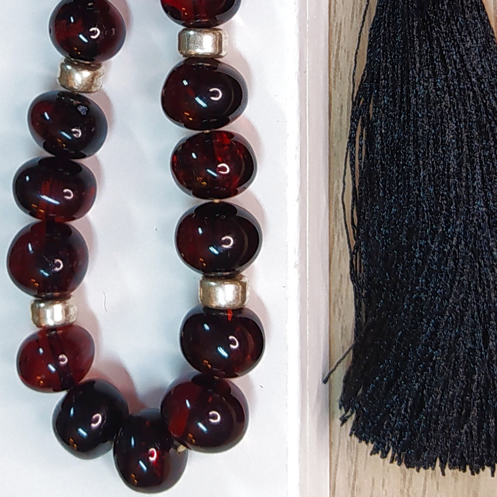 Κομπολόι χειροποίητο από Φυσικό Κεχριμπάρι Βαλτικής με Ασήμι / Κωδικός Προϊόντος: Κ101