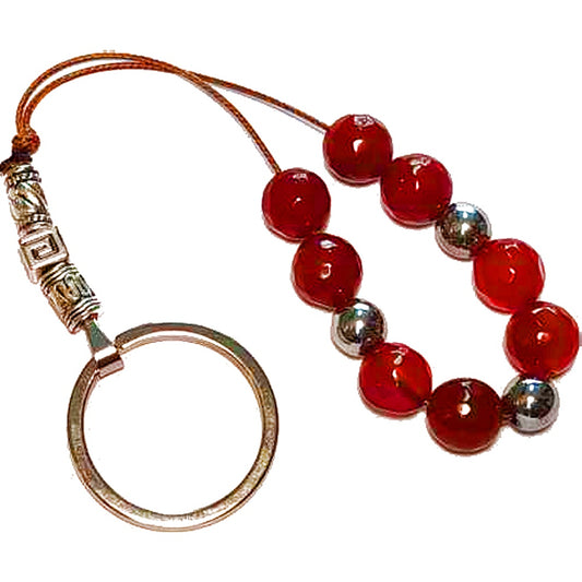 Ημιπολύτιμων λίθων Μπρελόκ μπεγλέρι από Αχάτη και Αιματίτη / Κωδικός Προϊόντος: KEY113