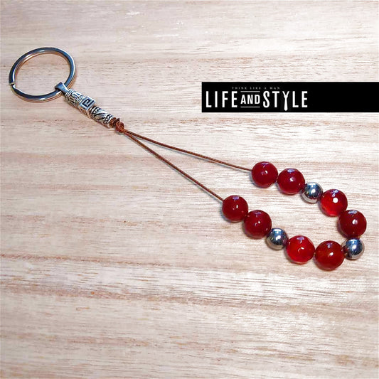 Ημιπολύτιμων λίθων Μπρελόκ μπεγλέρι από Αχάτη και Αιματίτη / Κωδικός Προϊόντος: KEY113