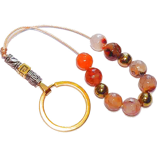 Ημιπολύτιμων λίθων Μπρελόκ από Αχάτη και Αιματίτη / Κωδικός Προϊόντος: KEY142