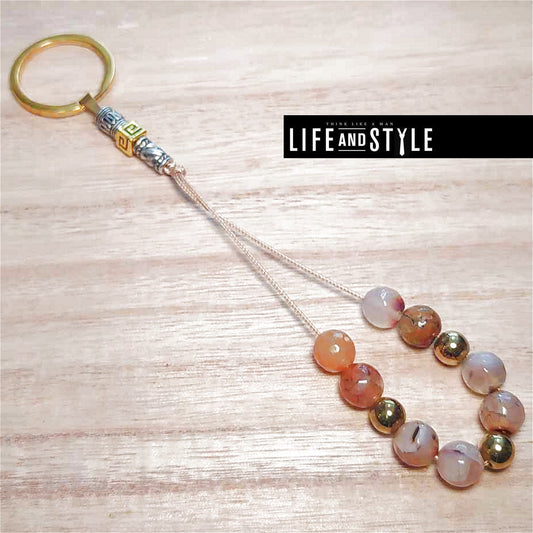 Ημιπολύτιμων λίθων Μπρελόκ από Αχάτη και Αιματίτη / Κωδικός Προϊόντος: KEY142