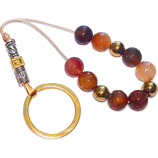 Ημιπολύτιμων λίθων Μπρελόκ από Αχάτη και Αιματίτη / Κωδικός Προϊόντος: KEY148