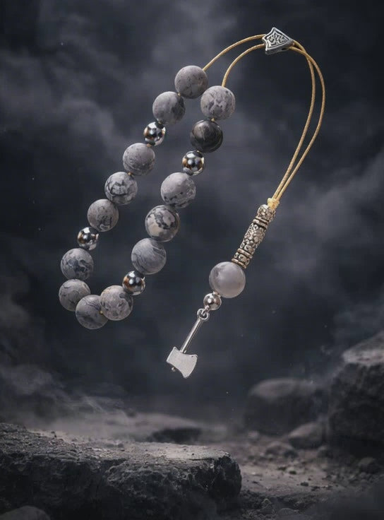 Κομπολόι ημιπολύτιμων λίθων φυσικού Ίασπη Πικάσο και Αιματίτη / Κωδικός Προϊόντος: Α111