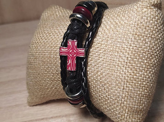 Life χειροποίητο Δερμάτινο βραχιόλι με δέσιμο και ατσάλι / Κωδικός Προϊόντος: BR199