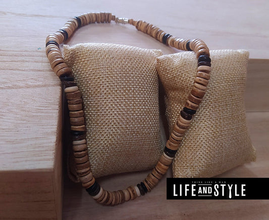 Ξύλινο χειροποίητο ανδρικό κολιέ / Κωδικός Προϊόντος: BR213