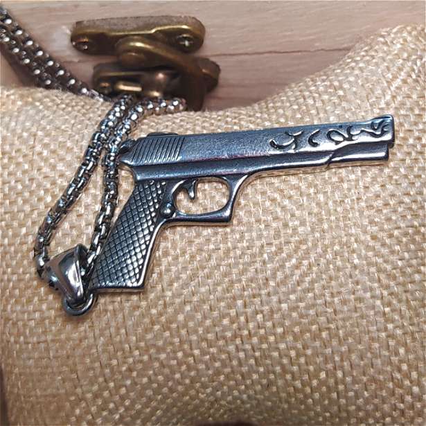 Pistol κρεμαστό λαιμού από Ανοξείδωτο Ατσάλι / Κωδικός Προϊόντος: BR387