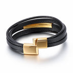Leather 55 Ανδρικό Xειροποίητο Δερμάτινο βραχιόλι με ανοξείδωτο ατσάλι σε συσκευασία δώρου / Κωδικός Προϊόντος: C116